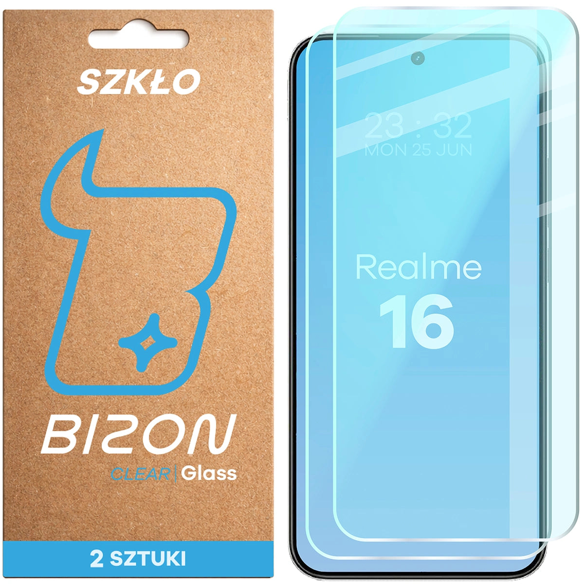 Gehärtetes Glas für Realme 16 5G, Bizon Glass Clear Duo, 2 Stück