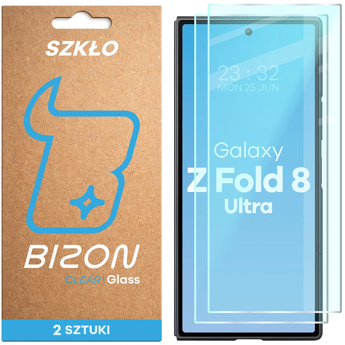 Gehärtetes Glas für Galaxy Z Fold8 Ultra, Bizon Glass Clear Duo, 2 Stück
