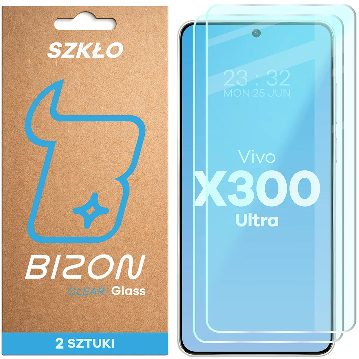Gehärtetes Glas für Vivo X300 Ultra, Bizon Glass Clear Duo, 2 Stück