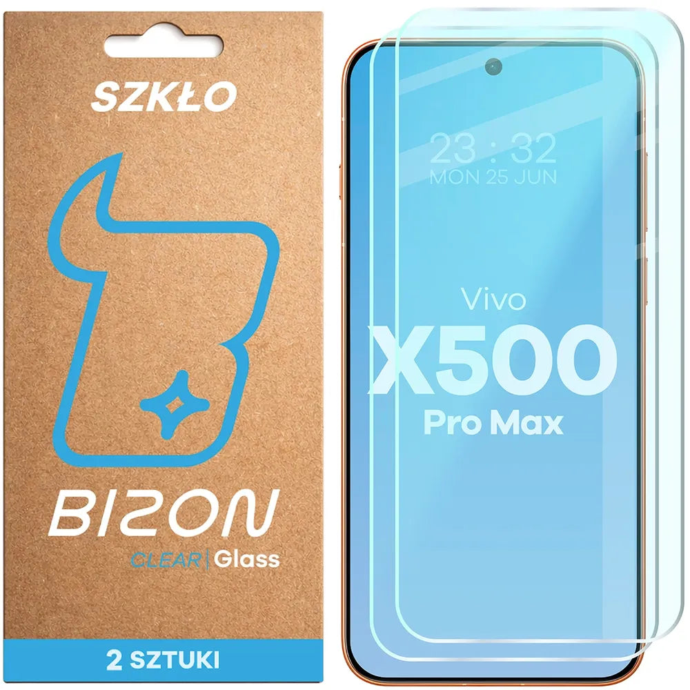 Gehärtetes Glas für Vivo X500 Pro Max, Bizon Glass Clear Duo, 2 Stück (1/4)
