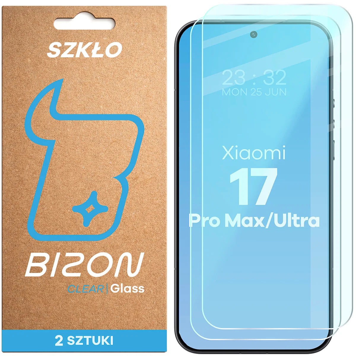 Gehärtetes Glas für Xiaomi 17 Ultra / 17 Pro Max, Bizon Glass Clear Duo, 2 Stück