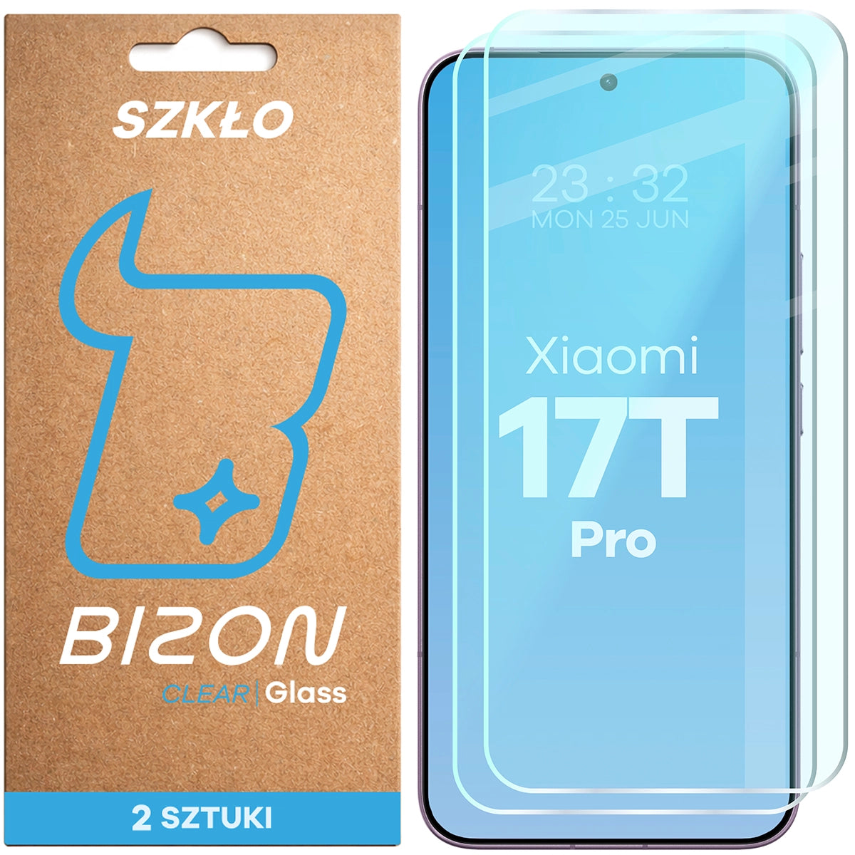 Gehärtetes Glas für Xiaomi 17T Pro, Bizon Glass Clear Duo, 2 Stück