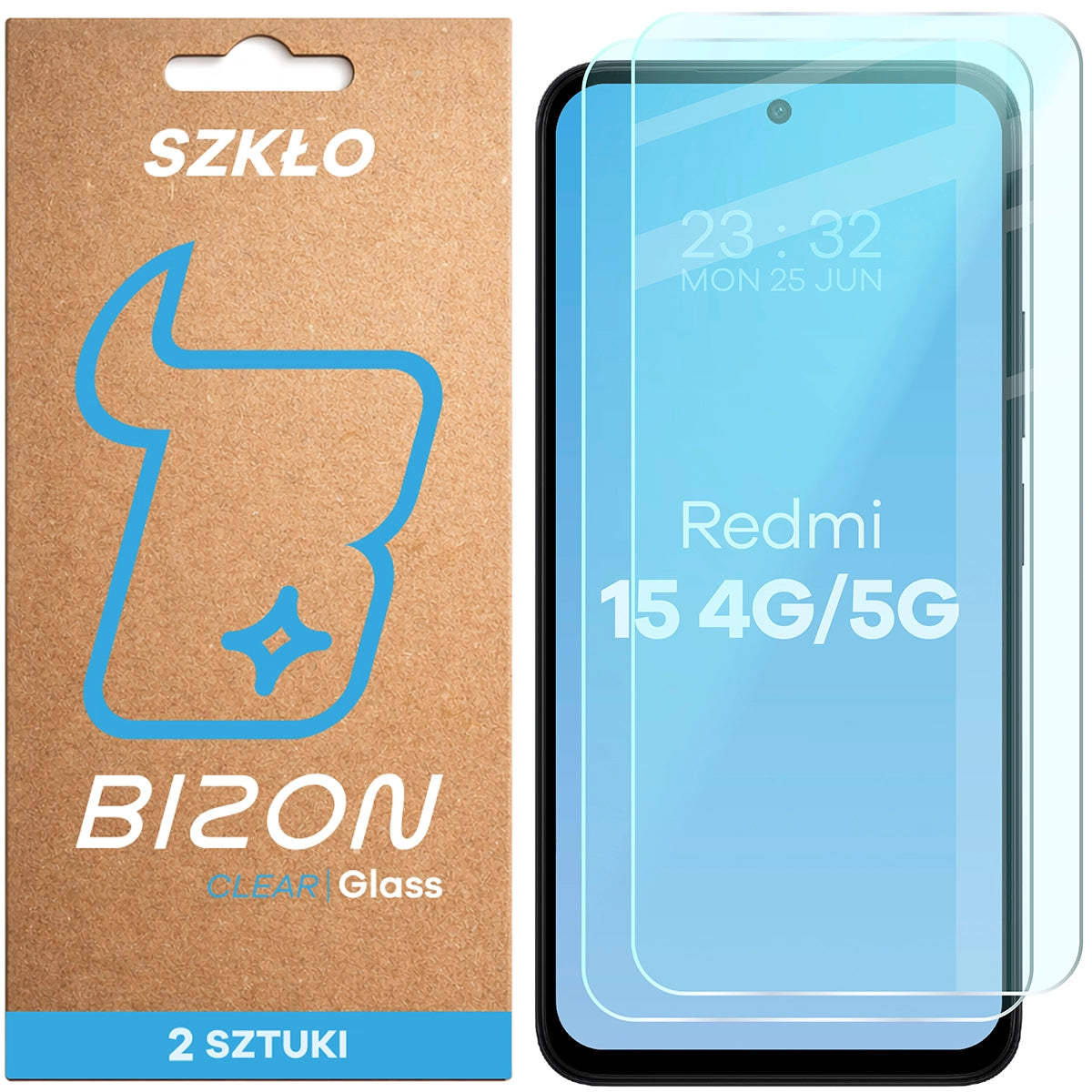 Gehärtetes Glas für Xiaomi Redmi 15 4G / 5G, Bizon Glass Clear Duo, 2 Stück