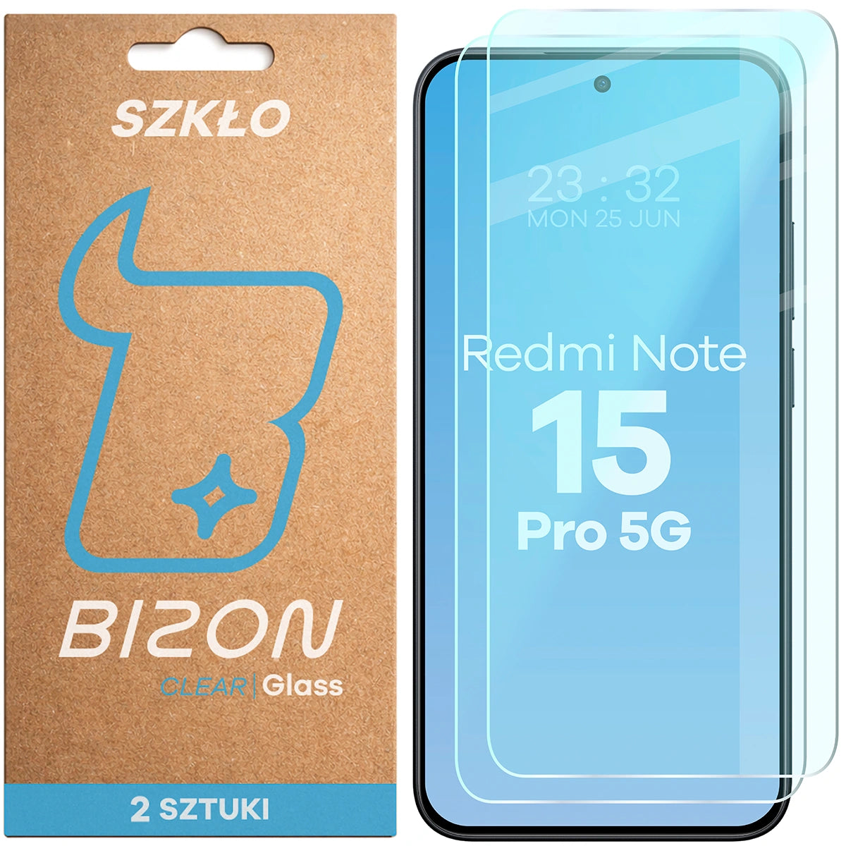 Gehärtetes Glas für Xiaomi Redmi Note 15 Pro 5G, Bizon Glass Clear Duo, 2 Stück