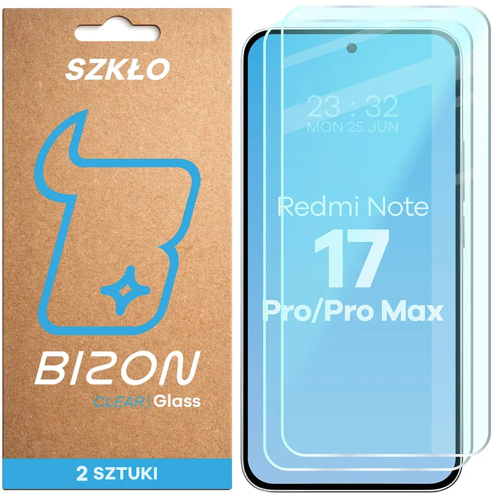 Gehärtetes Glas für Xiaomi Redmi Note 17 Pro 5G / Pro Max 5G, Bizon Glass Clear Duo, 2 Stück (1/4)