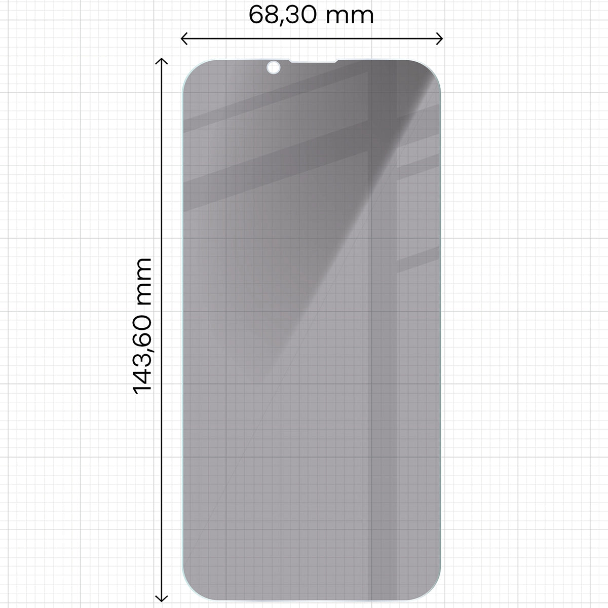 Gehärtetes Glas mit Privatschutzfilter für iPhone 17e / 16e / 14 / 13 / 13 Pro, Bizon Glass Clear Shadow, getönt