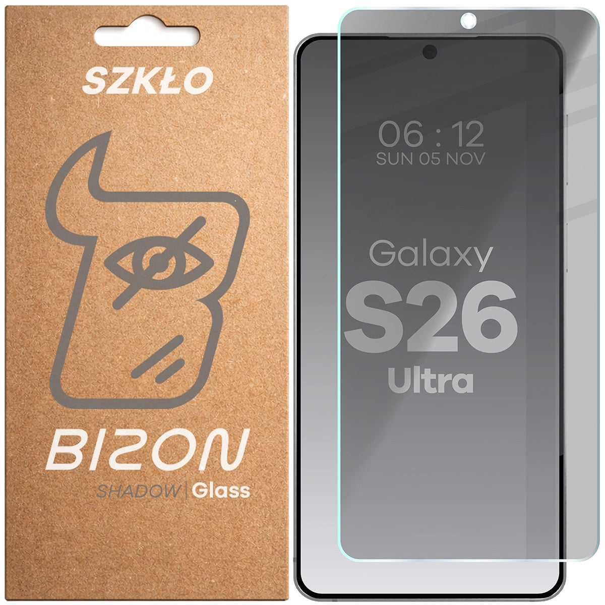 Gehärtetes Glas mit Privatschutzfilter für Galaxy S26 Ultra, Bizon Glass Clear Shadow, getönt