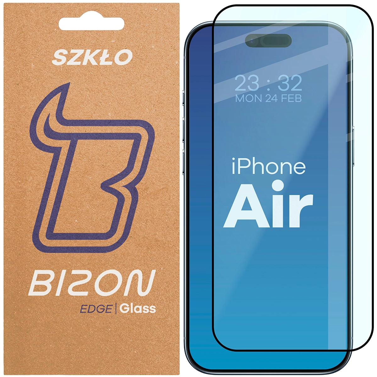 Gehärtetes Glas für iPhone Air, Bizon Glass Edge, Schwarzer Rahmen