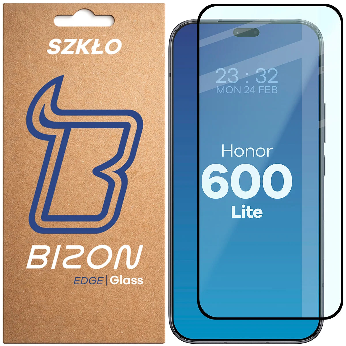 Gehärtetes Glas für Honor 600 Lite 5G, Bizon Glass Edge, Schwarzer Rahmen