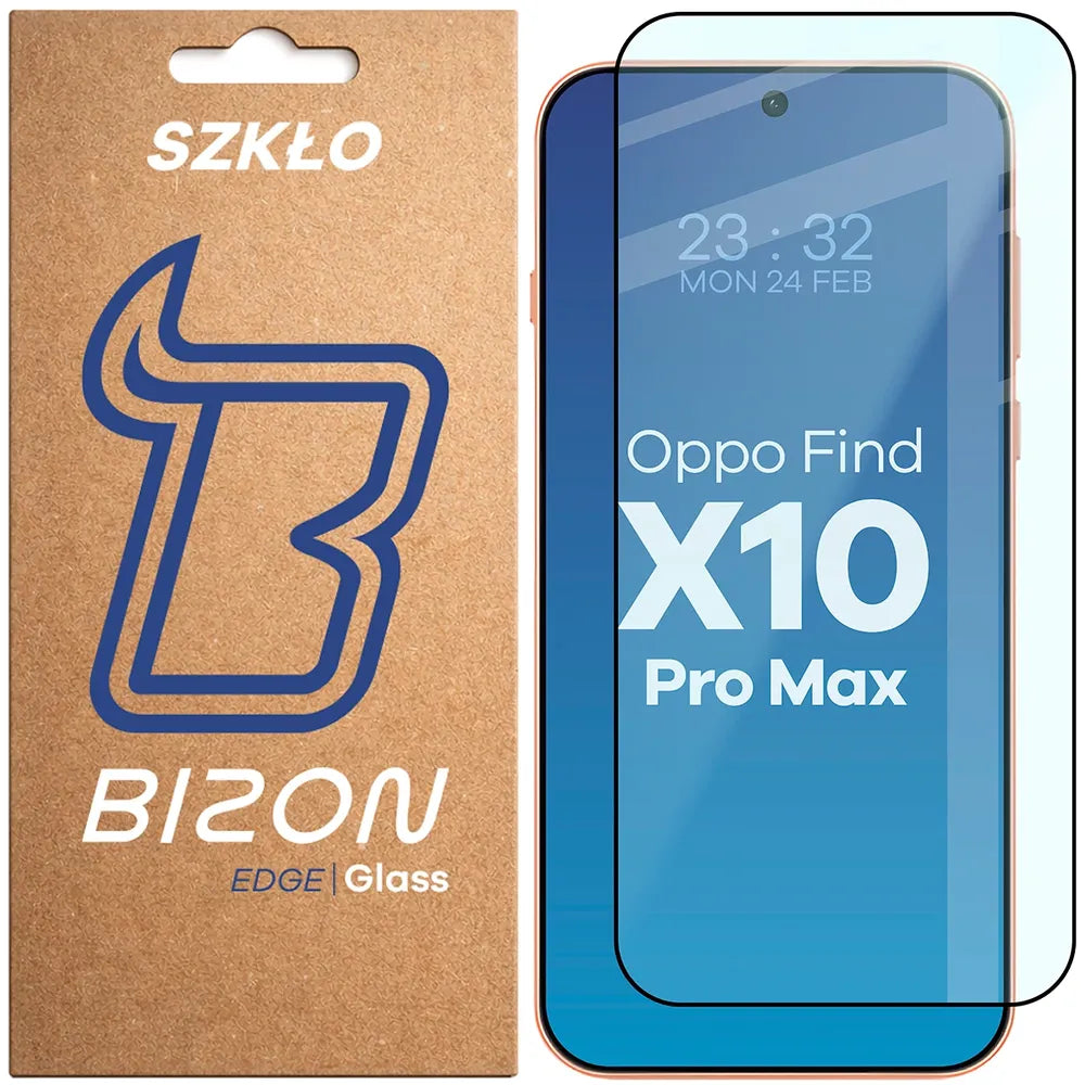Gehärtetes Glas für OPPO Find X10 Pro Max, Bizon Glass Edge, Schwarzer Rahmen (1/4)