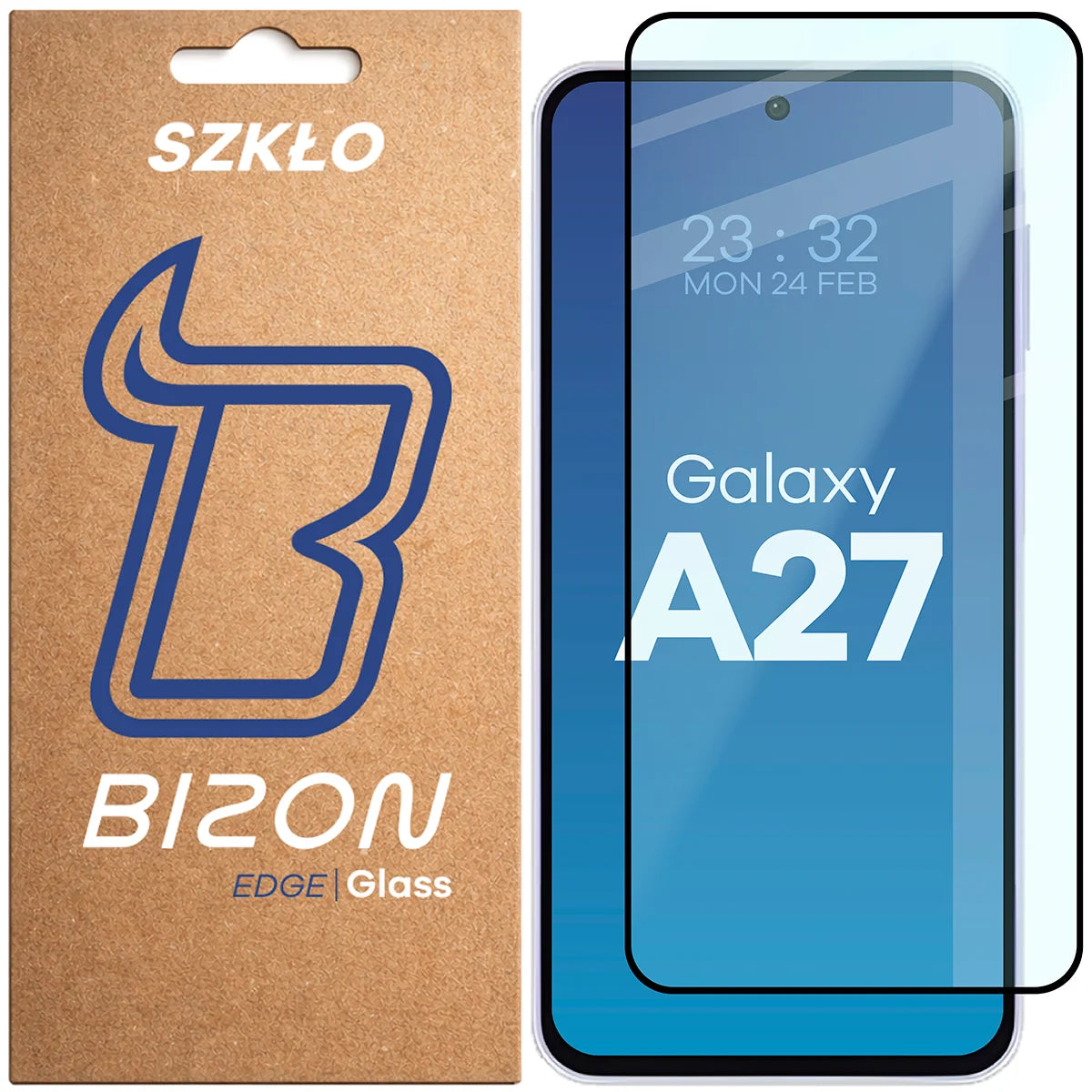Gehärtetes Glas für Galaxy A27 5G, Bizon Glass Edge, Schwarzer Rahmen
