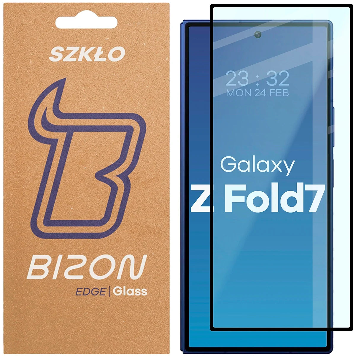 Gehärtetes Glas für Galaxy Z Fold7, Bizon Glass Edge, Schwarzer Rahmen