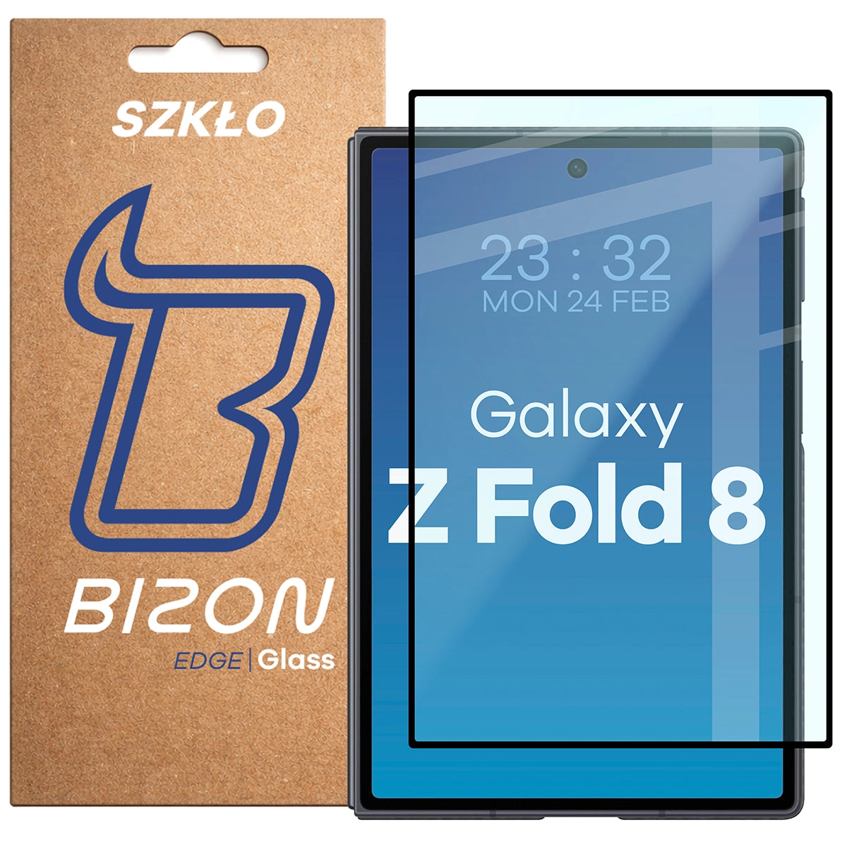 Gehärtetes Glas für Galaxy Z Fold8, Bizon Glass Edge, Schwarzer Rahmen
