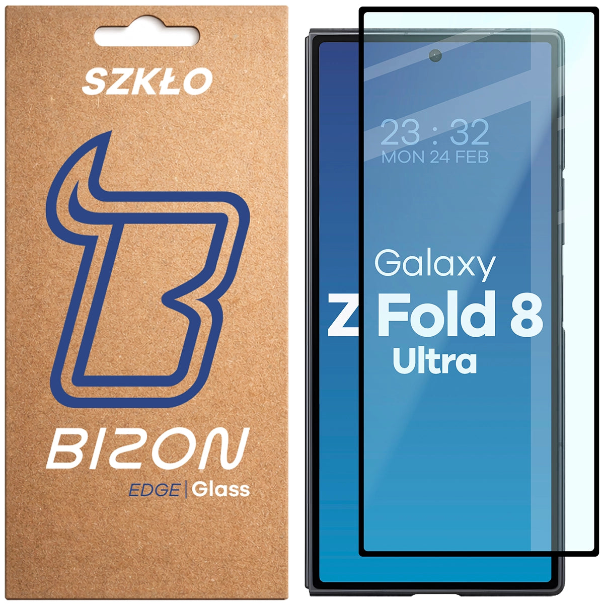 Gehärtetes Glas für Galaxy Z Fold8 Ultra, Bizon Glass Edge, Schwarzer Rahmen