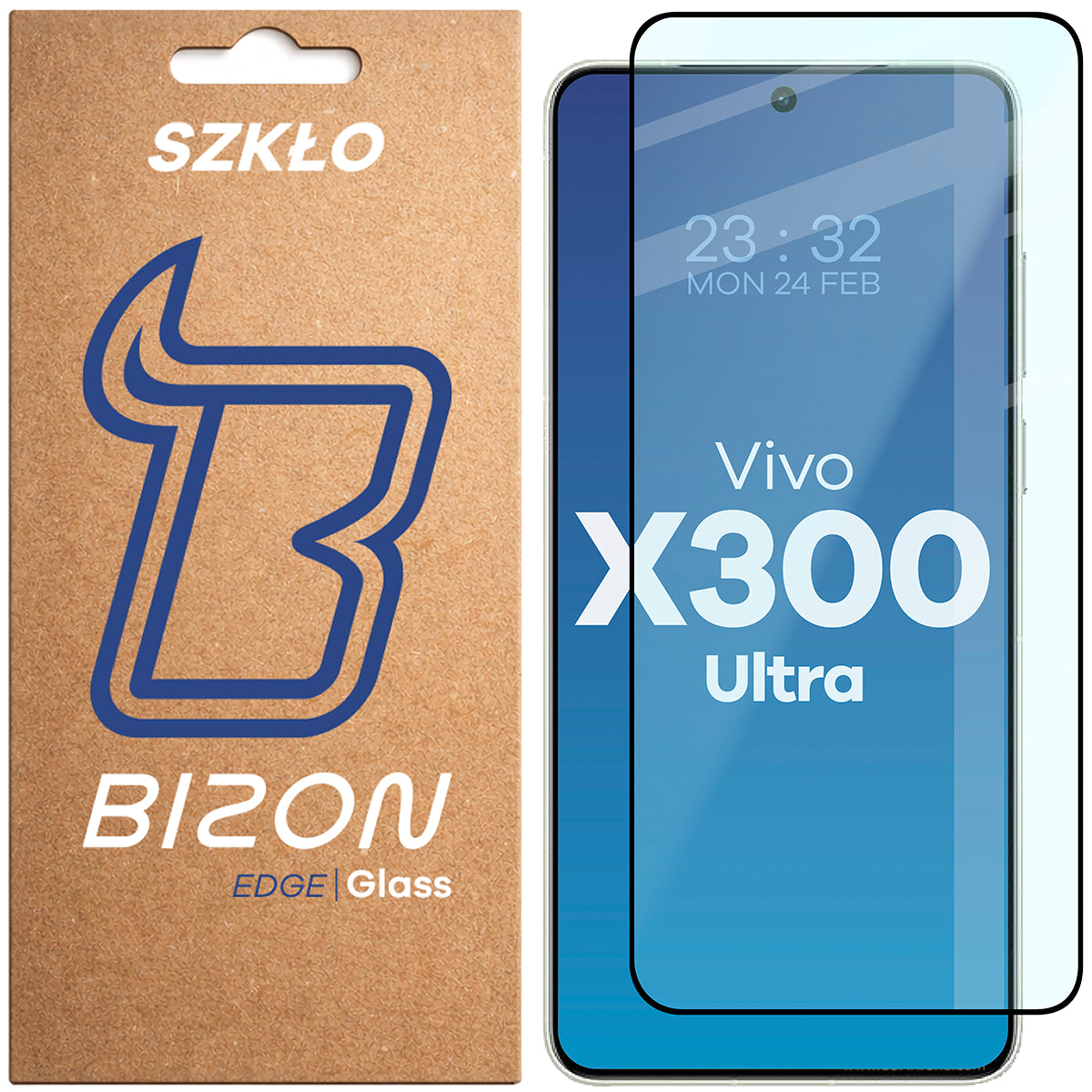 Gehärtetes Glas für Vivo X300 Ultra, Bizon Glass Edge, Schwarzer Rahmen
