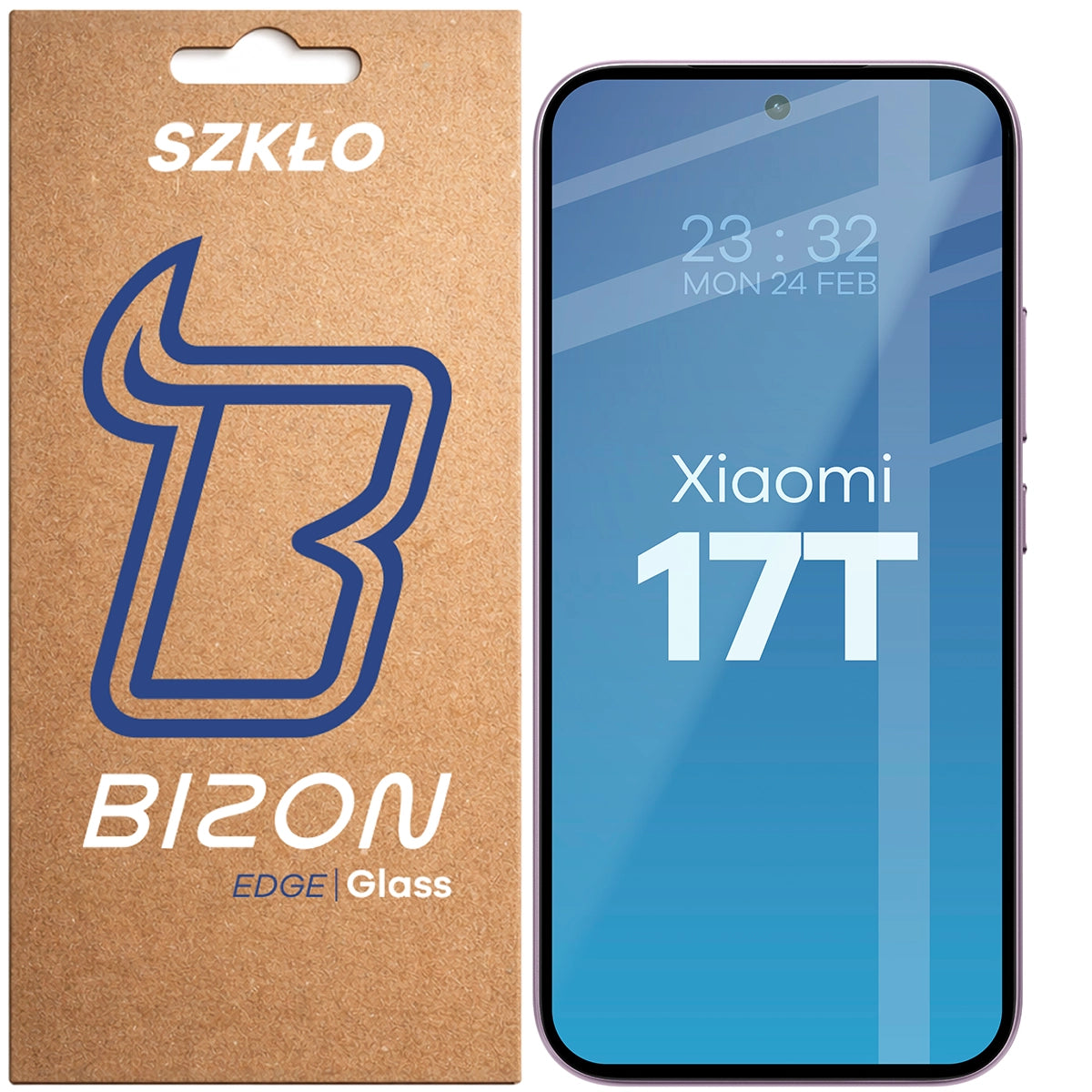 Gehärtetes Glas für Xiaomi 17T, Bizon Glass Edge, Schwarzer Rahmen