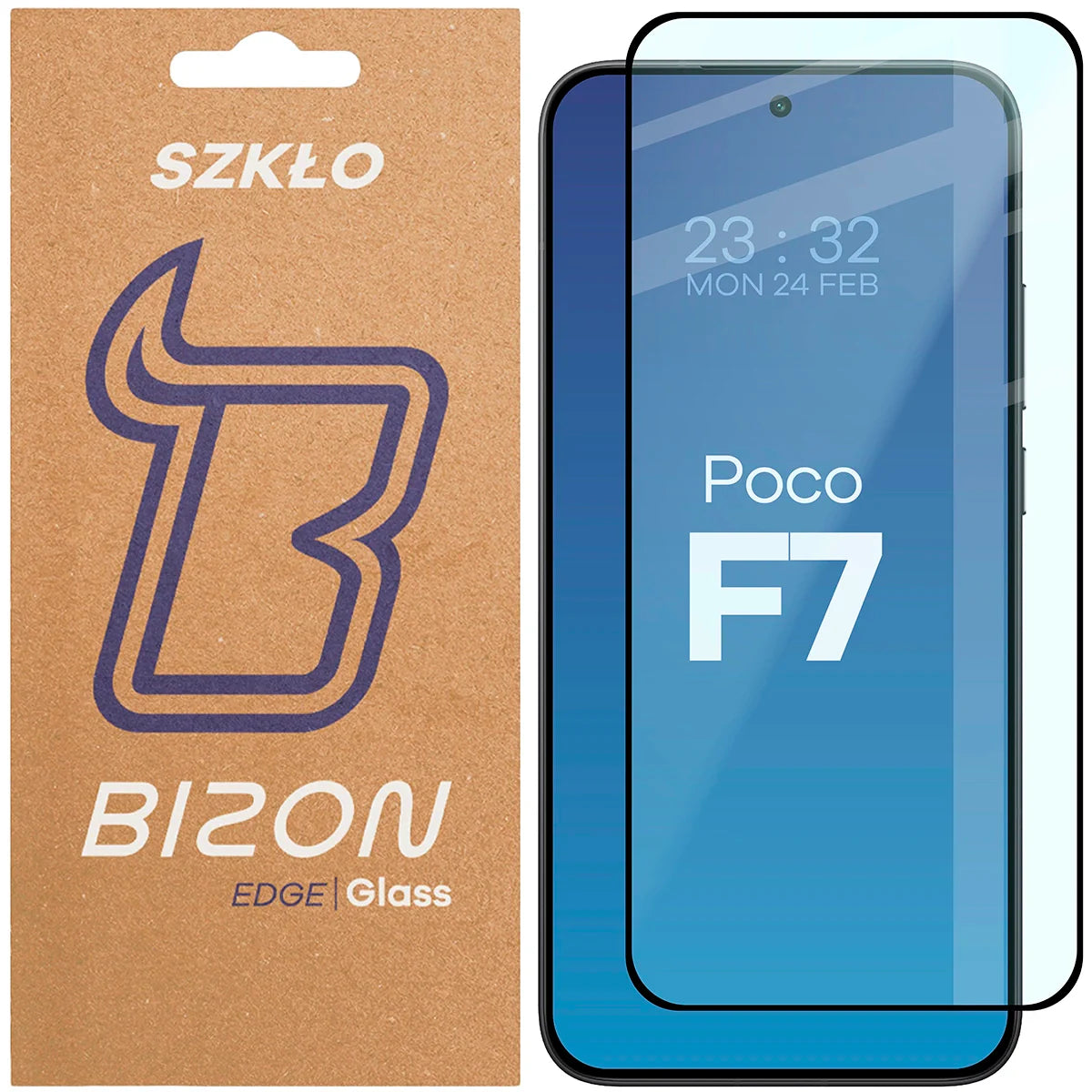 Gehärtetes Glas für Xiaomi POCO F7, Bizon Glass Edge, Schwarzer Rahmen