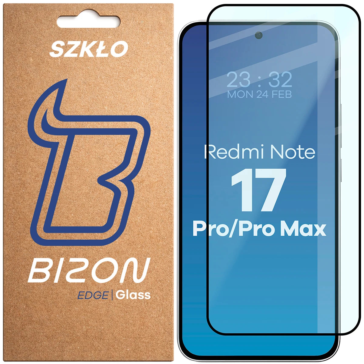 Gehärtetes Glas für Xiaomi Redmi Note 17 Pro 5G / Pro Max 5G, Bizon Glass Edge, Schwarzer Rahmen (1/4)