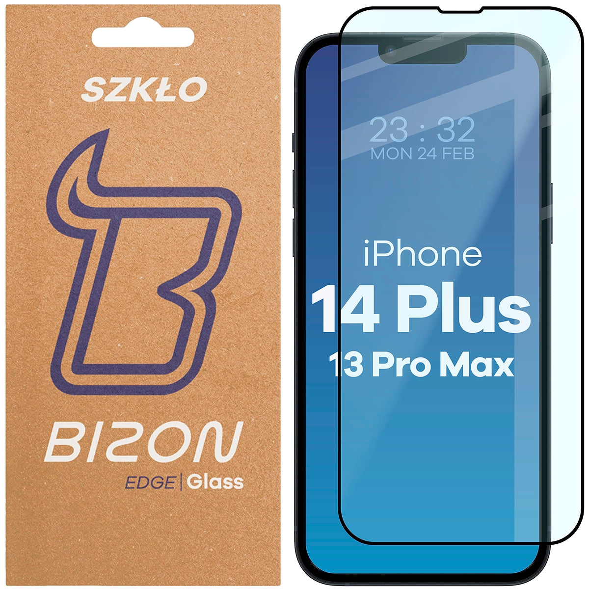 Gehärtetes Glas Bizon Glass Edge für iPhone 14 Plus / 13 Pro Max, schwarz