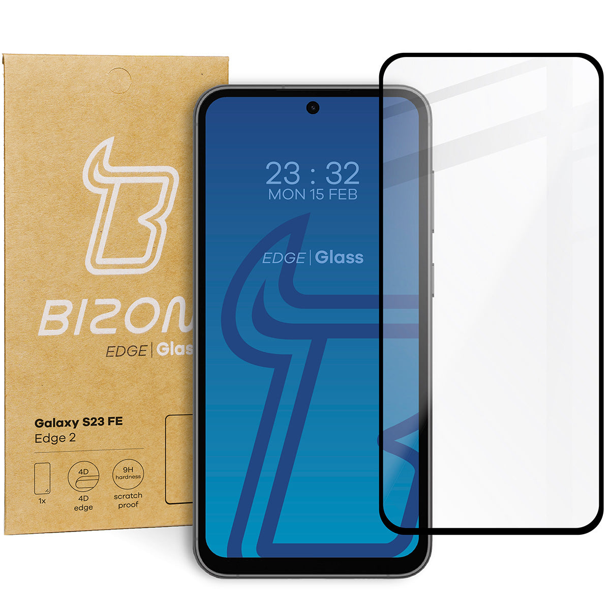 Gehärtetes Glas Bizon Glass Edge für Galaxy S23 FE, schwarz