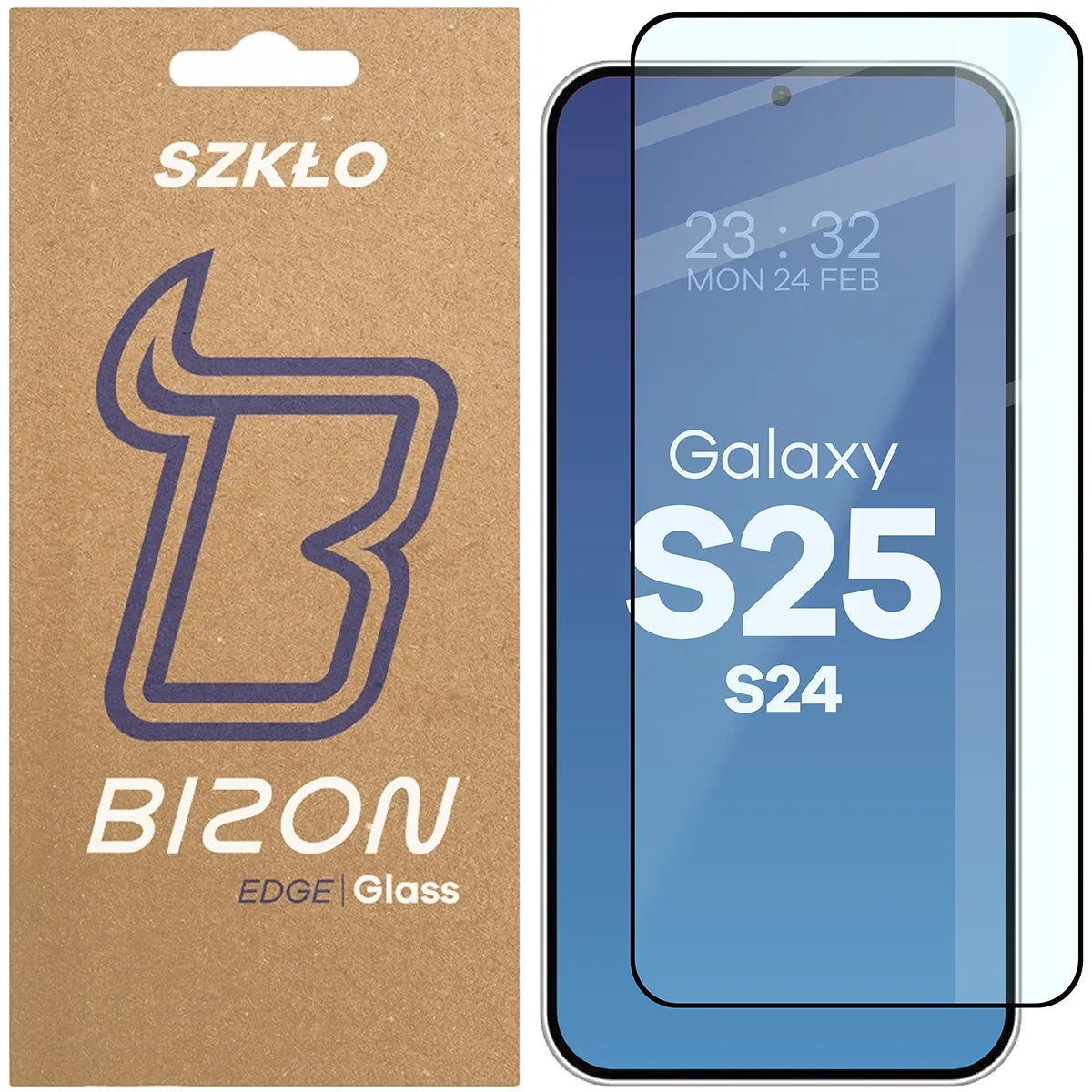 Gehärtetes Glas für Galaxy S25 / S24, Bizon Glass Edge, schwarz