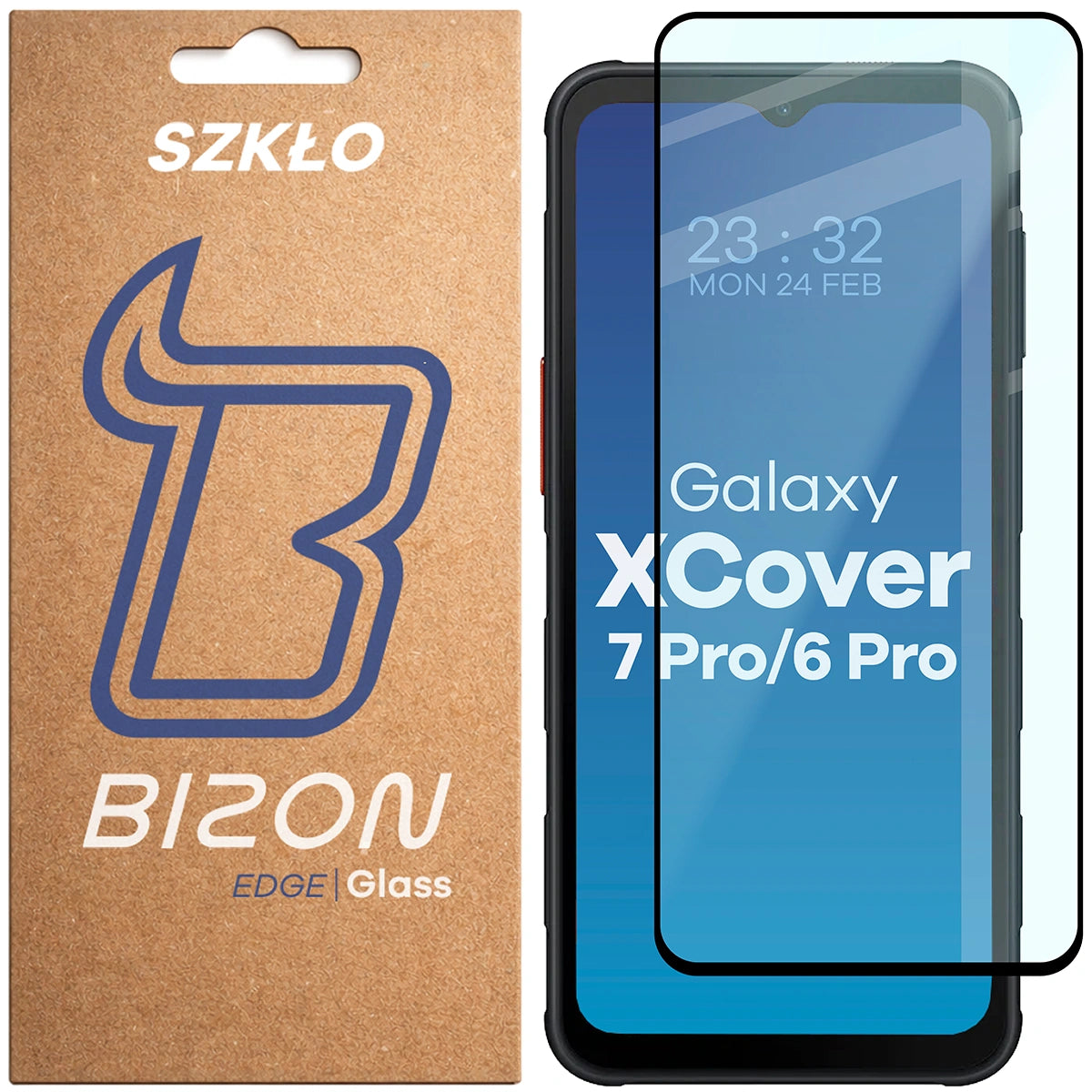 Gehärtetes Glas Bizon Glass Edge für Galaxy XCover 6 Pro, schwarz