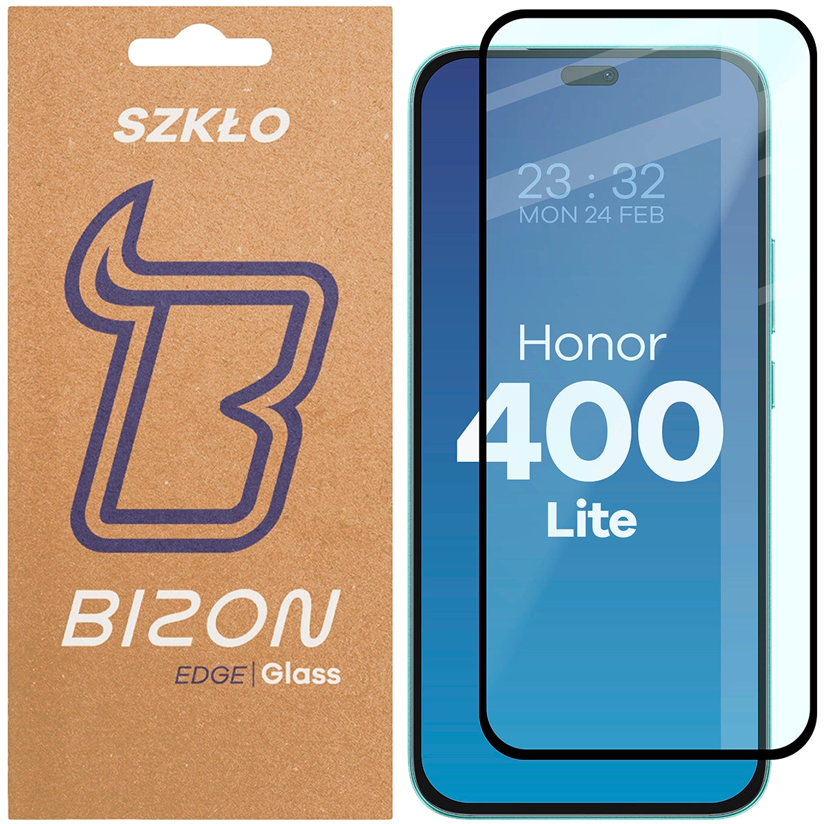 Gehärtetes Glas für Honor 400 Lite, Bizon Glass Edge, Schwarzer Rahmen