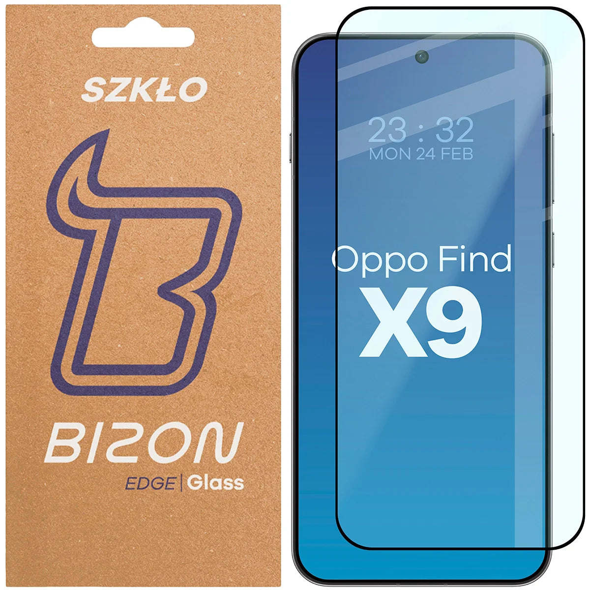 Gehärtetes Glas für Oppo Find X9, Bizon Glass Edge, Schwarzer Rahmen