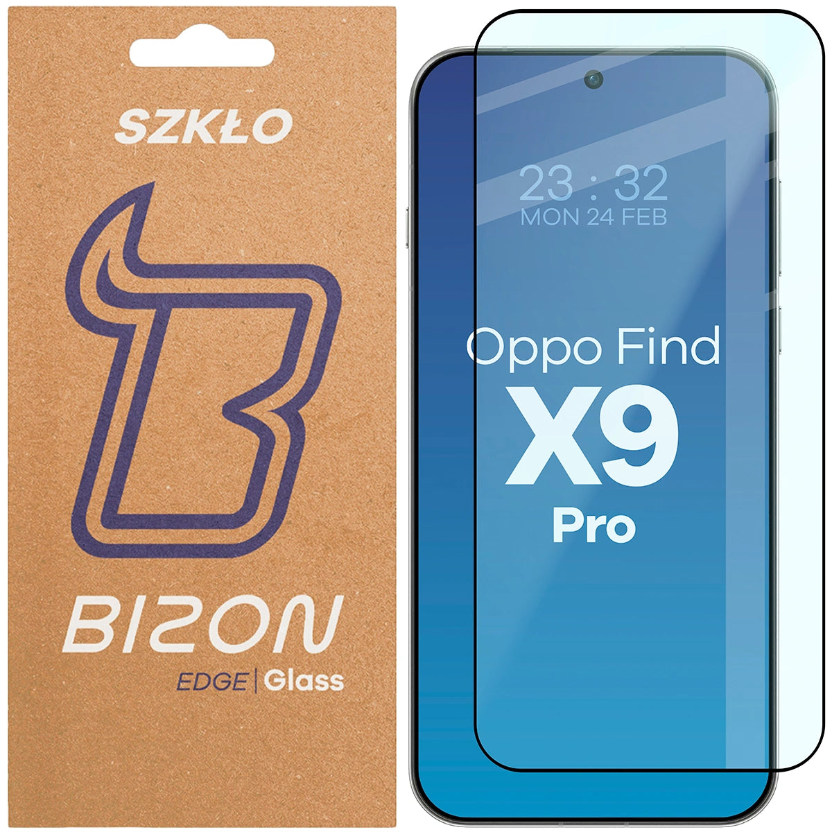 Gehärtetes Glas für Oppo Find X9 Pro, Bizon Glass Edge, Schwarzer Rahmen