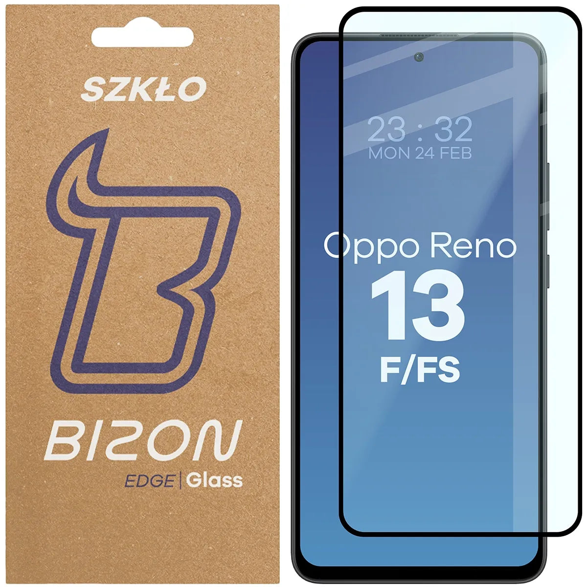 Gehärtetes Glas für Oppo Reno13 F / FS, Bizon Glass Edge, Schwarzer Rahmen