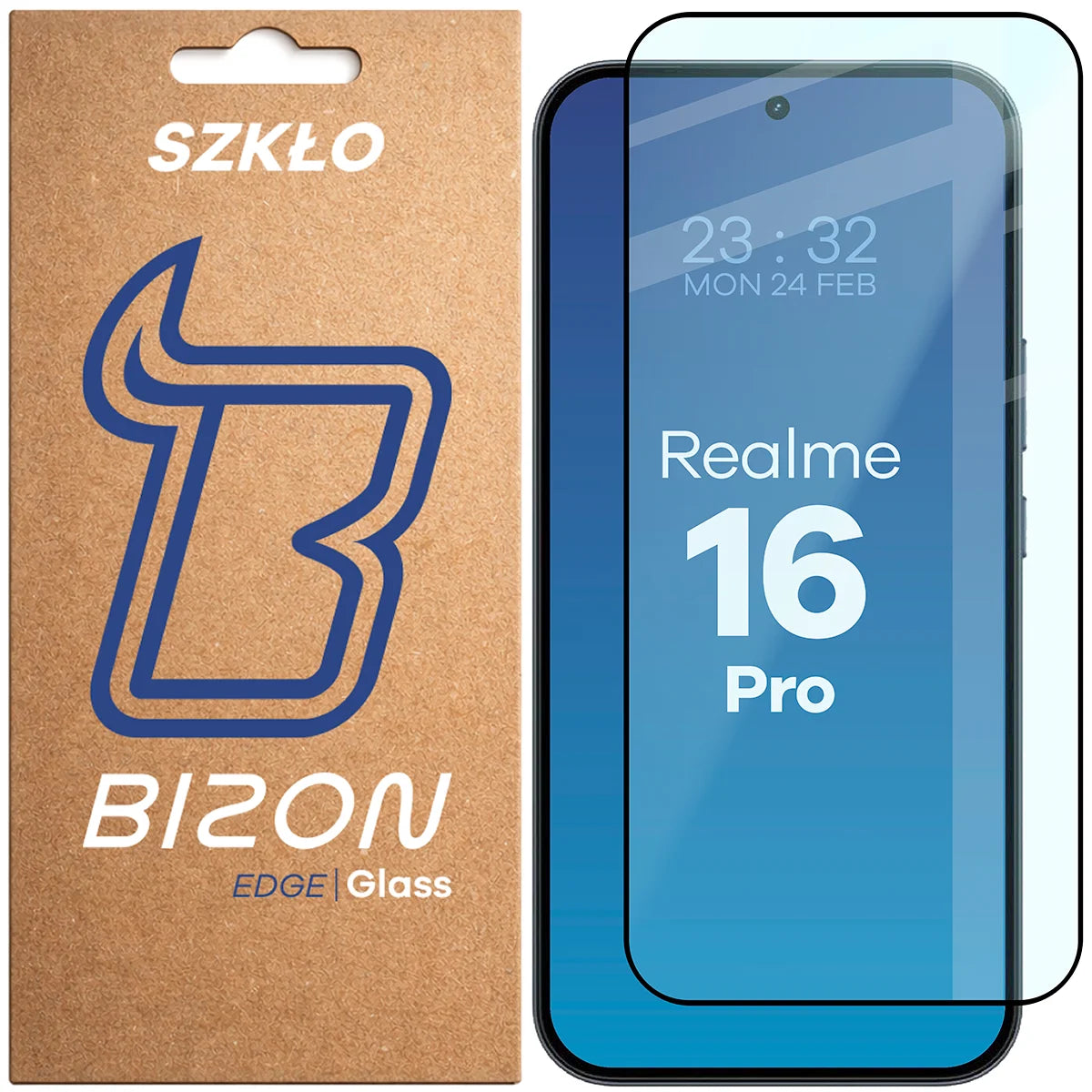 Gehärtetes Glas für Realme 16 Pro 5G, Bizon Glass Edge, Schwarzer Rahmen