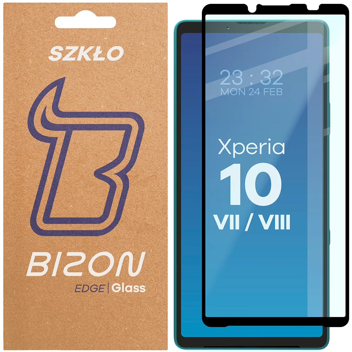 Gehärtetes Glas für Sony Xperia 10 VII / VIII, Bizon Glass Edge, Schwarzer Rahmen