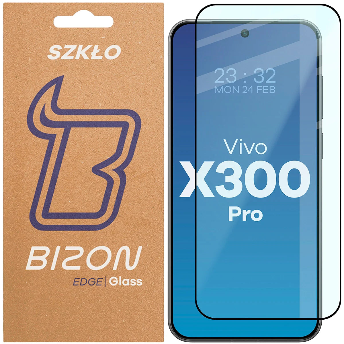 Gehärtetes Glas für Vivo X300 Pro, Bizon Glass Edge, Schwarzer Rahmen
