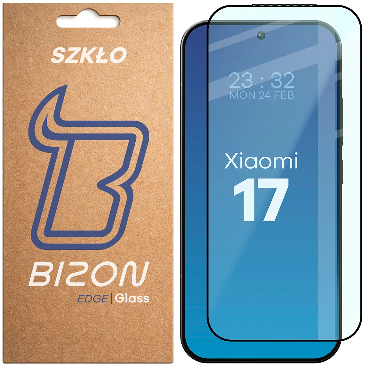 Gehärtetes Glas für Xiaomi 17, Bizon Glass Edge, Schwarzer Rahmen
