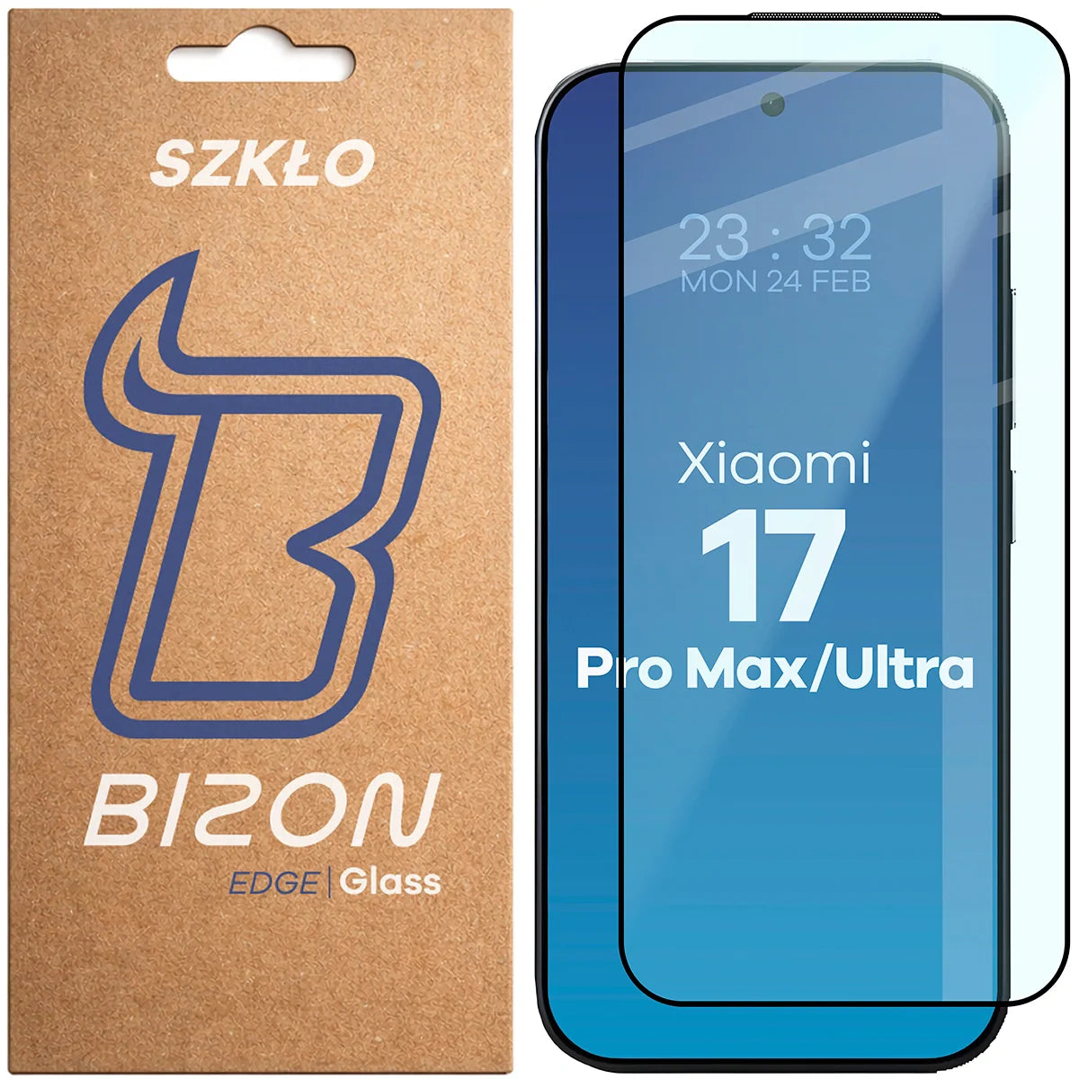 Gehärtetes Glas für Xiaomi 17 Ultra / 17 Pro Max , Bizon Glass Edge, Schwarzer Rahmen