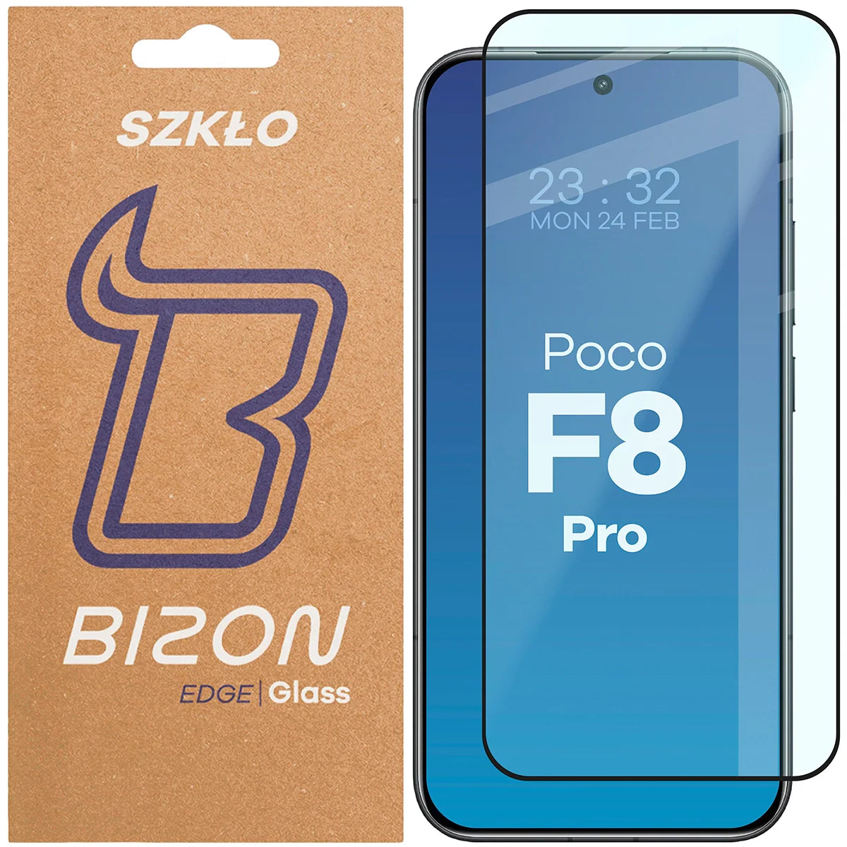Gehärtetes Glas für Xiaomi POCO F8 Pro, Bizon Glass Edge, Schwarzer Rahmen