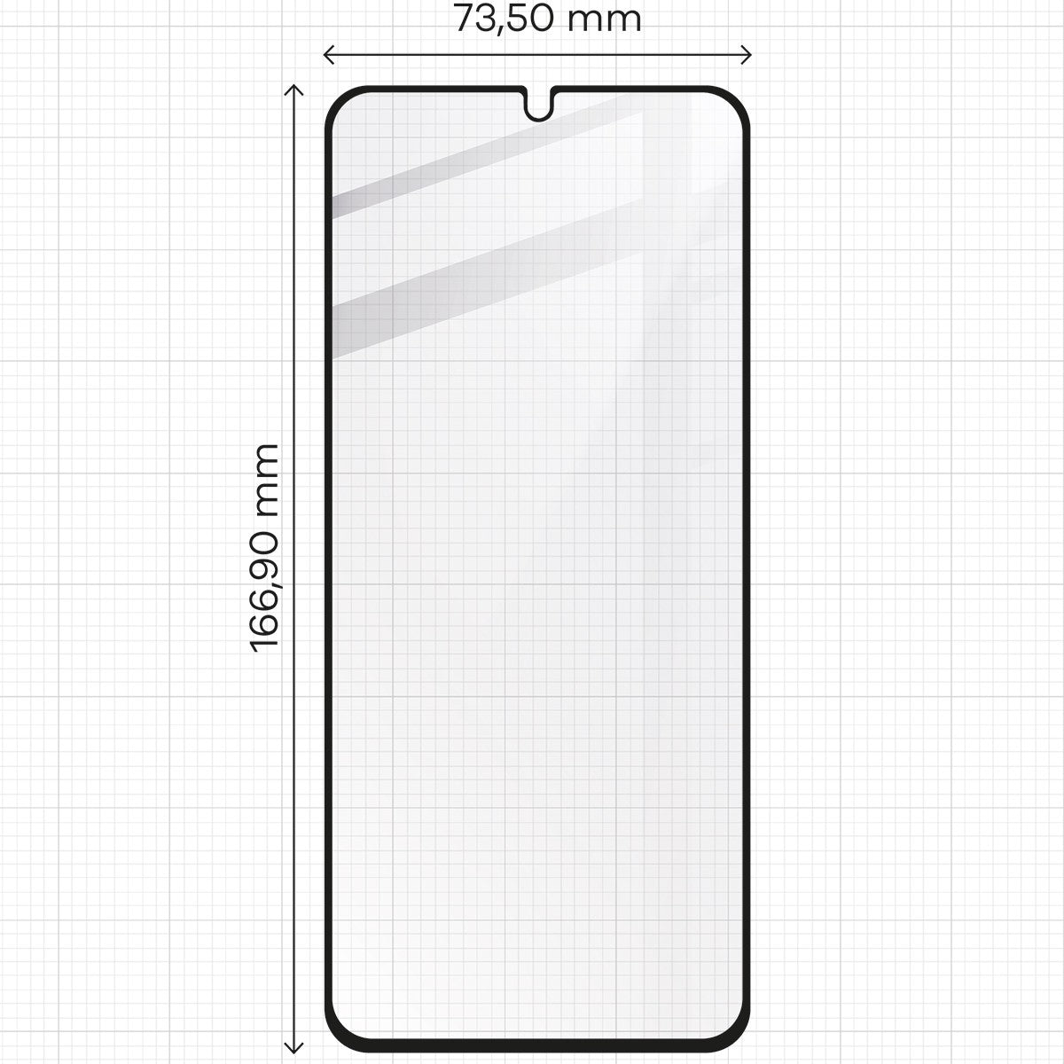Gehärtetes Glas für Xiaomi Redmi 14C 4G / POCO C75, Bizon Glass Edge, Schwarzer Rahmen