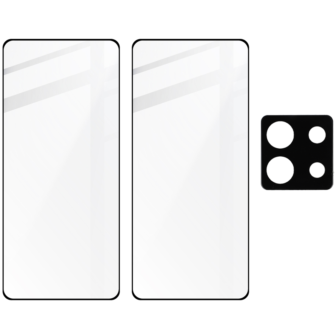 Gehärtetes Glas 2 Stück + Kameraschutz für Xiaomi Poco X6 / Redmi Note 13 Pro 5G, Bizon Glass Edge Pack, Schwarz