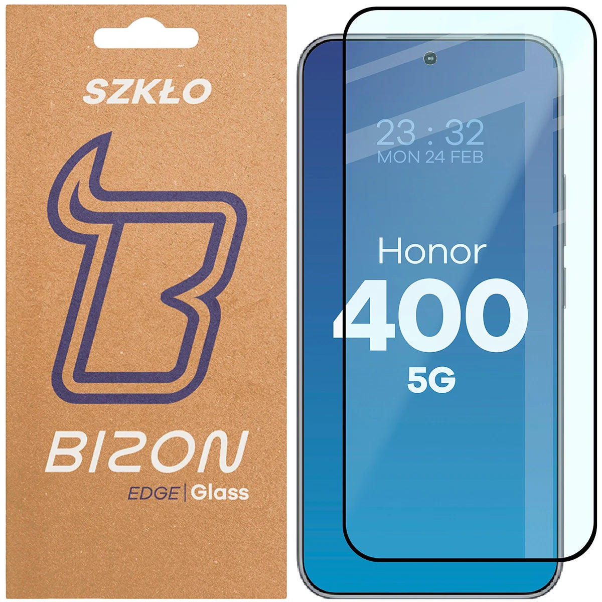 Gehärtetes Glas für Honor 400, Bizon Glass Edge, Schwarzer Rahmen