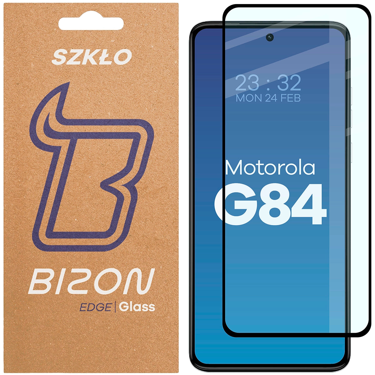 Gehärtetes Glas Bizon Glass Edge für Motorola Moto G84, schwarz
