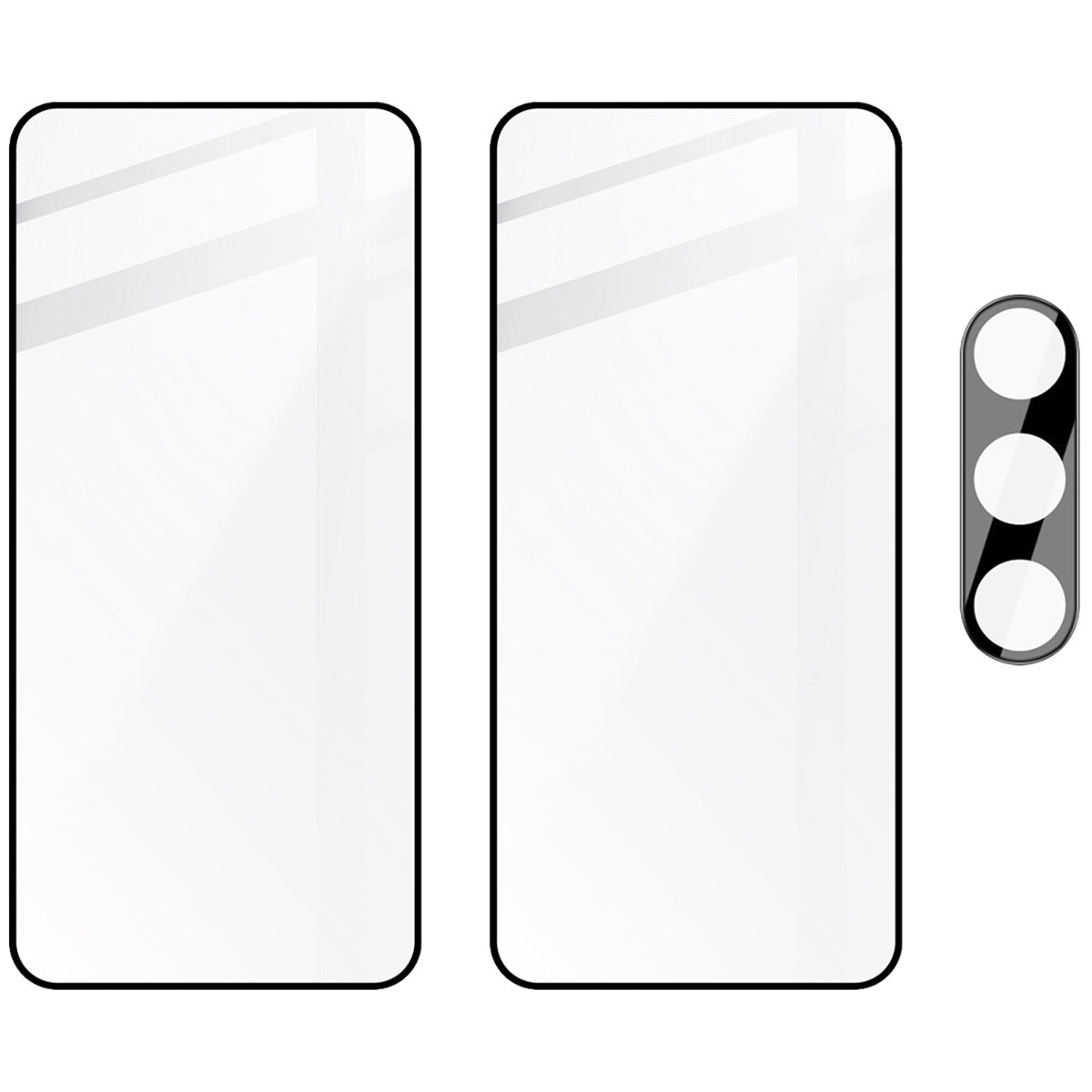 Gehärtetes Glas - 2 Stück + Kameraschutz für Galaxy S24 FE, Bizon Glass Edge Pack, Schwarz