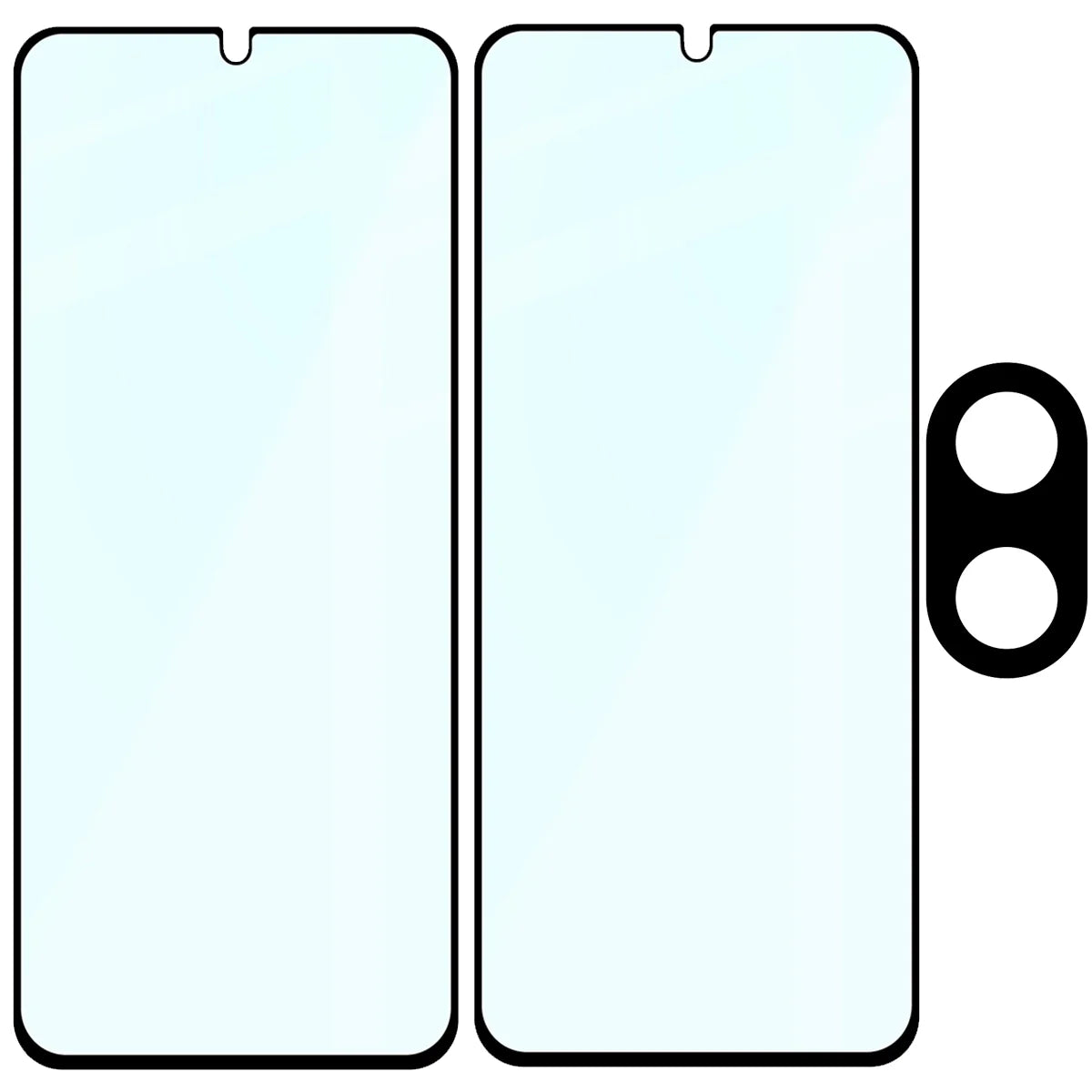 Gehärtetes Glas - 2 Stück + Kameraschutz für Xiaomi Redmi A5 4G / POCO C71 4G, Bizon Glass Edge Pack, Schwarz
