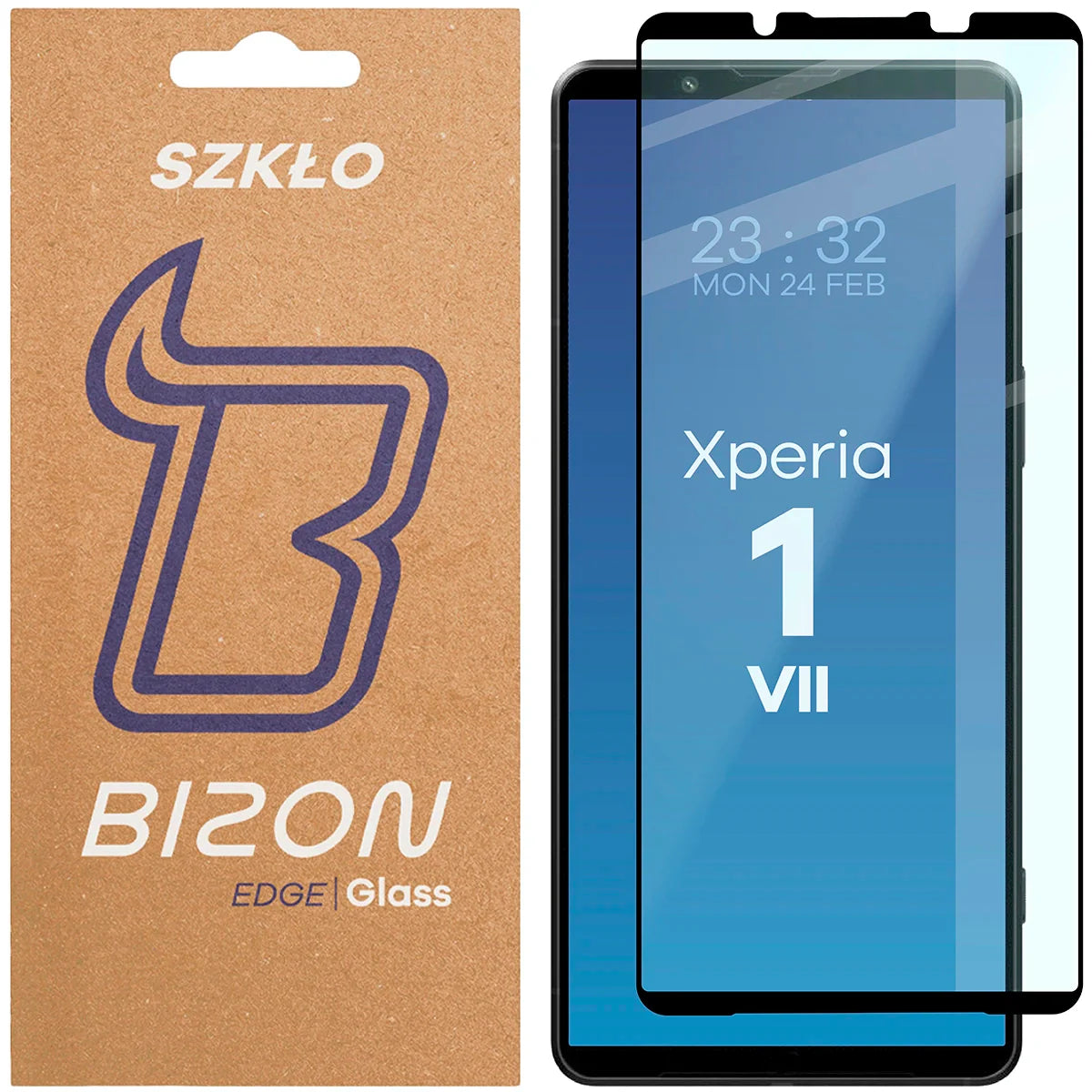 Gehärtetes Glas für Xperia 1 VII, Bizon Glass Edge, Schwarzer Rahmen