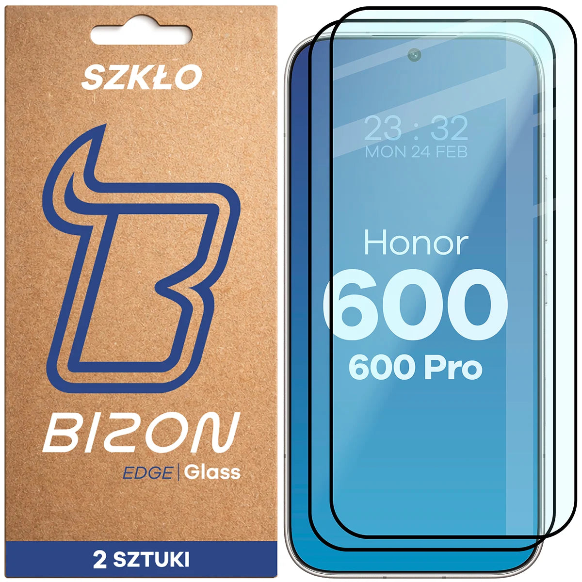 Gehärtetes Glas für Honor 600 5G / 600 Pro 5G, Bizon Glass Edge Duo, Schwarzer Rahmen, 2 Stück