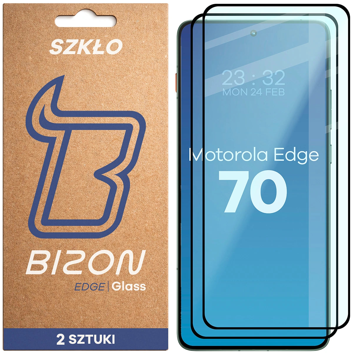 Gehärtetes Glas für Motorola Edge 70, Bizon Glass Edge Duo, Schwarzer Rahmen, 2 Stück