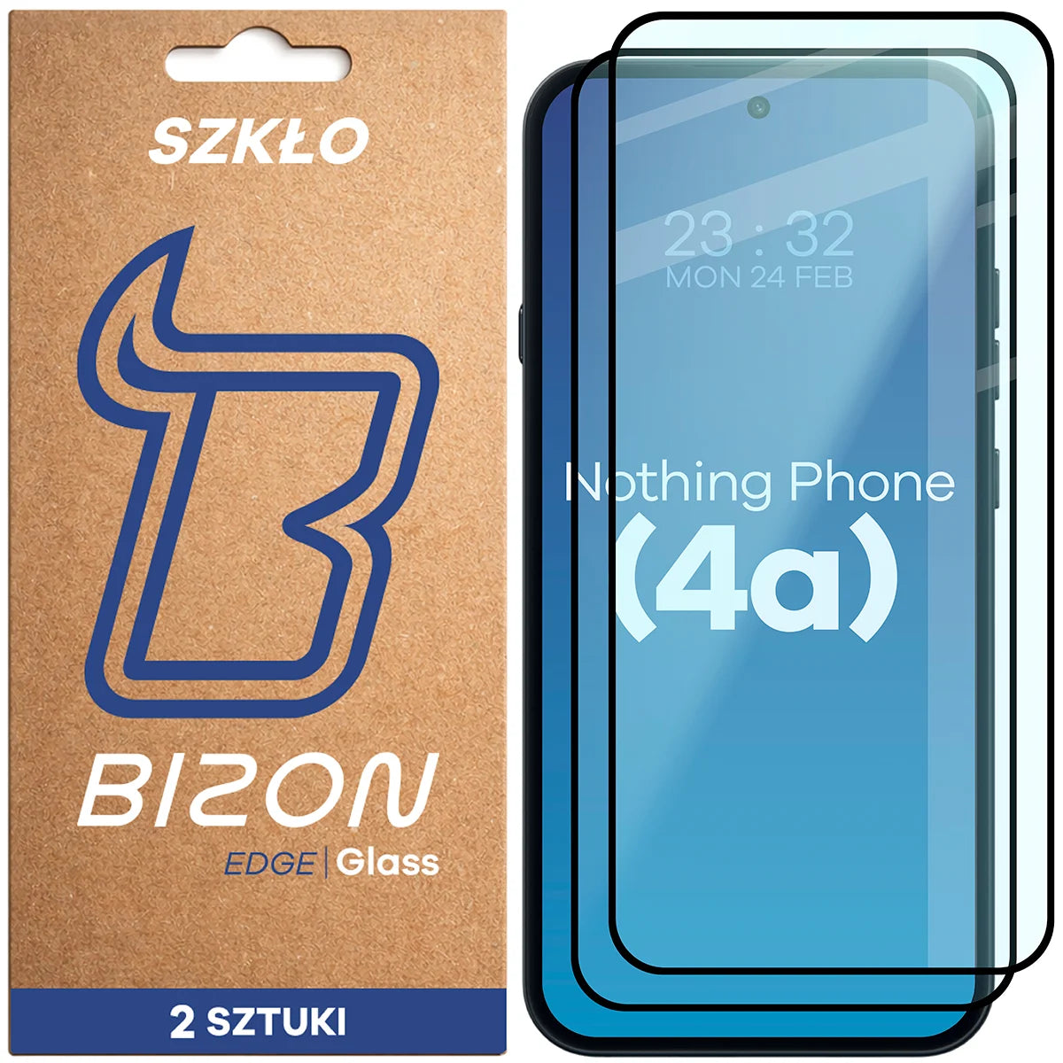 Gehärtetes Glas für Nothing Phone (4a), Bizon Glass Edge Duo, Schwarzer Rahmen, 2 Stück