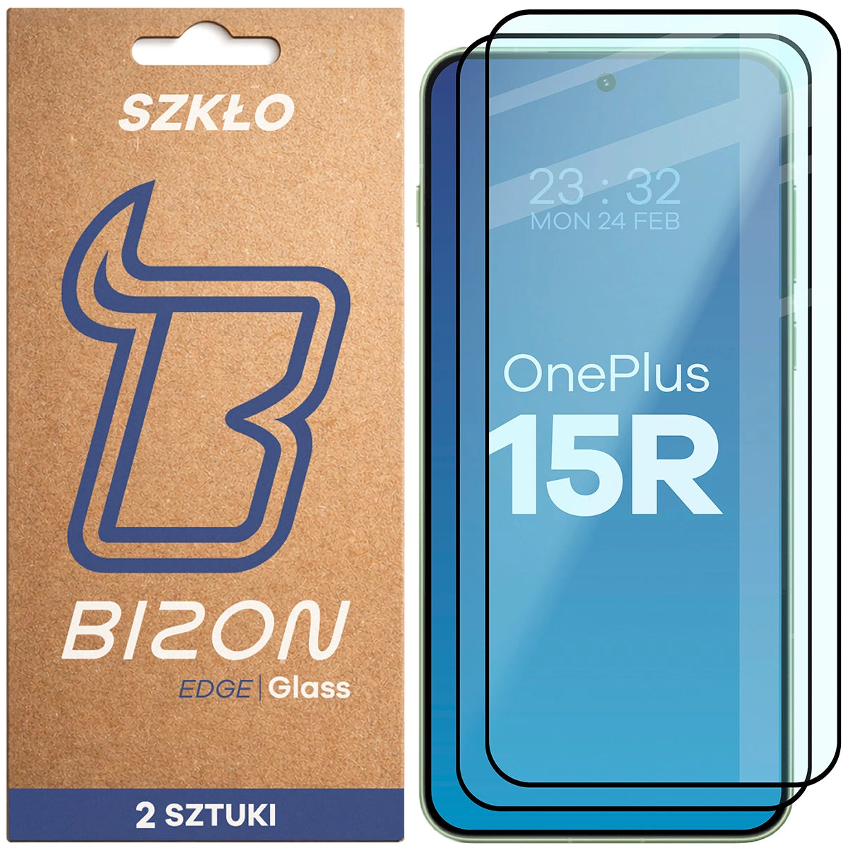 Gehärtetes Glas für OnePlus 15R, Bizon Glass Edge Duo, Schwarzer Rahmen, 2 Stück