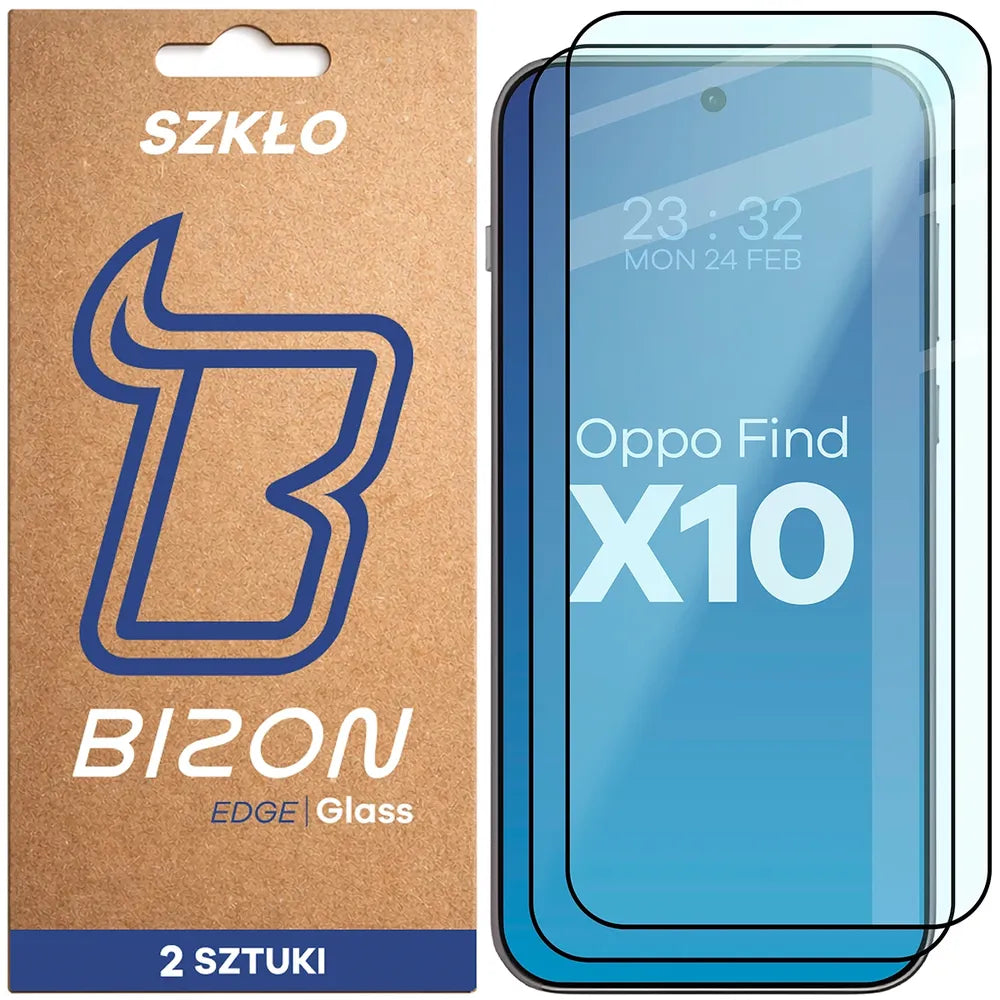Gehärtetes Glas für OPPO Find X10, Bizon Glass Edge Duo, Schwarzer Rahmen, 2 Stück (1/4)