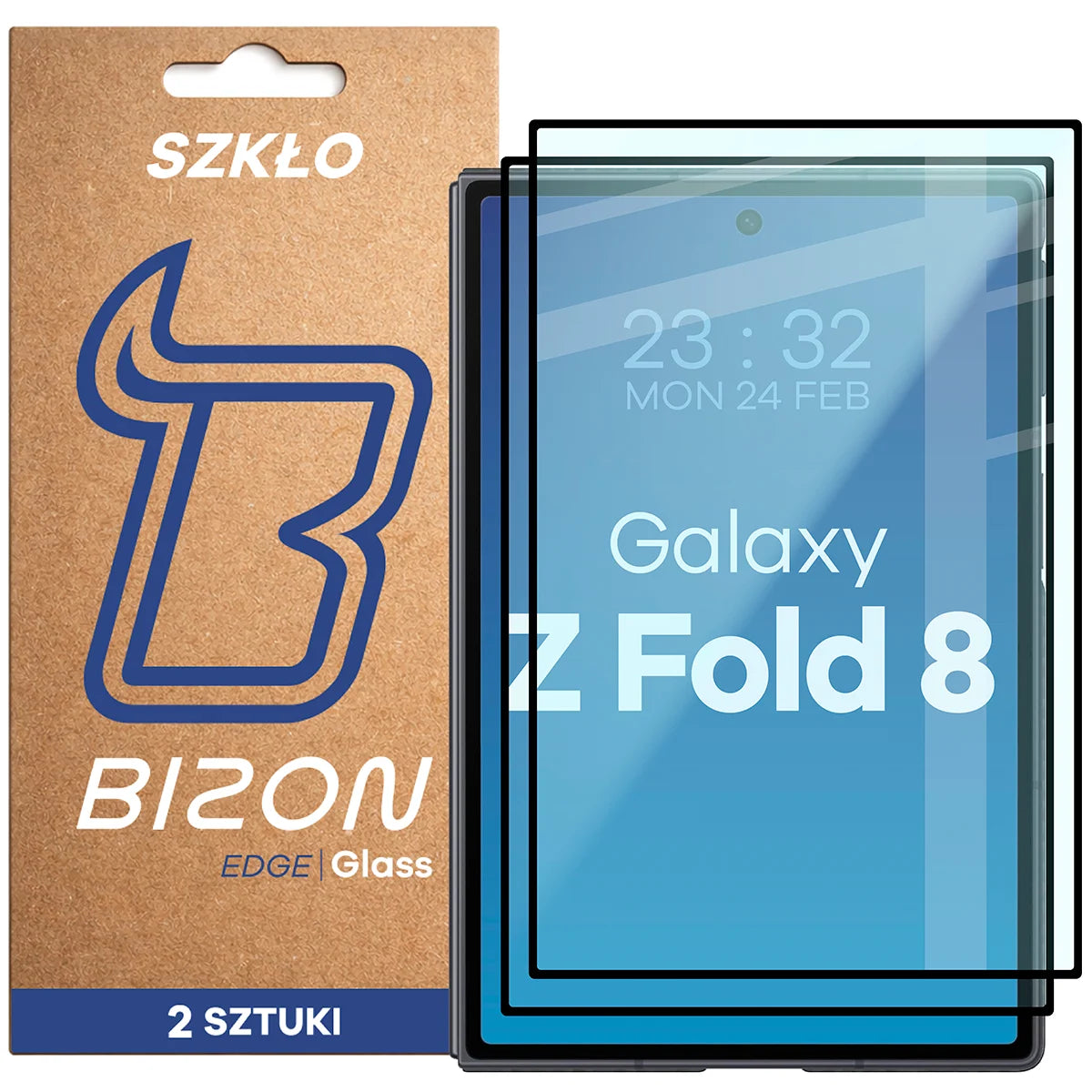 Gehärtetes Glas für Galaxy Z Fold8, Bizon Glass Edge Duo, Schwarzer Rahmen, 2 Stück