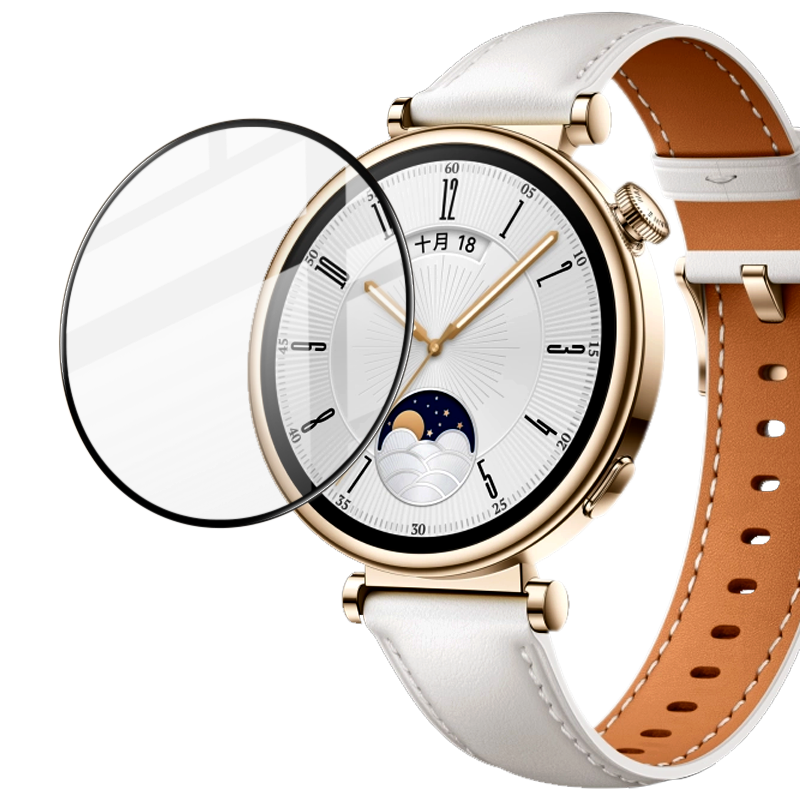 Hybrides Glas Bizon Glass Watch Edge Hybrid für Huawei Watch GT 4 41 mm, Schwarz